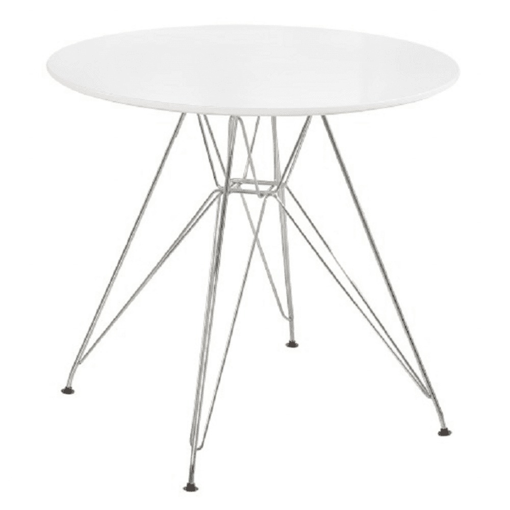 KONDELA Jedálenský stôl, chróm/MDF, biela extra vysoký lesk HG, RONDY NEW